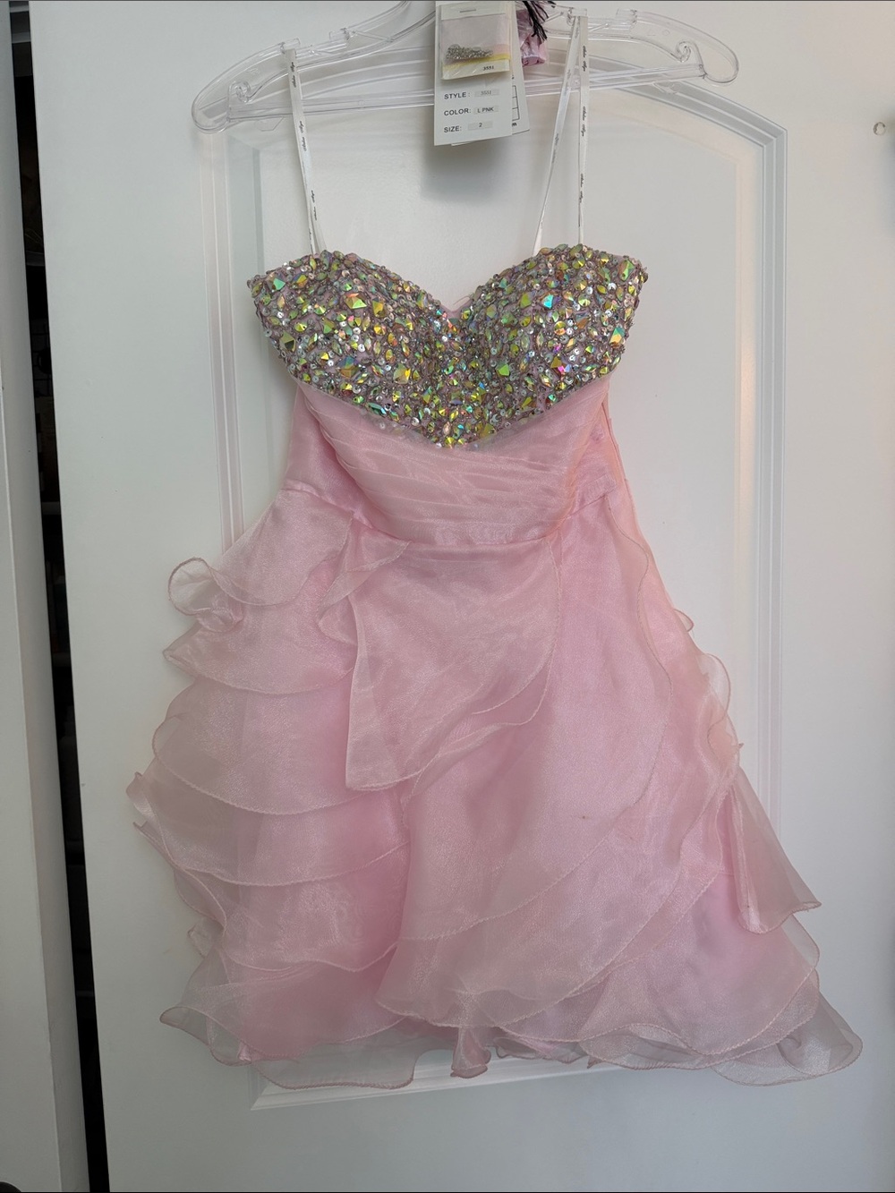 OPEN TO ALL OFFERS Alyce Paris Pink Sequin-Embellished Ruffle Party Dress
